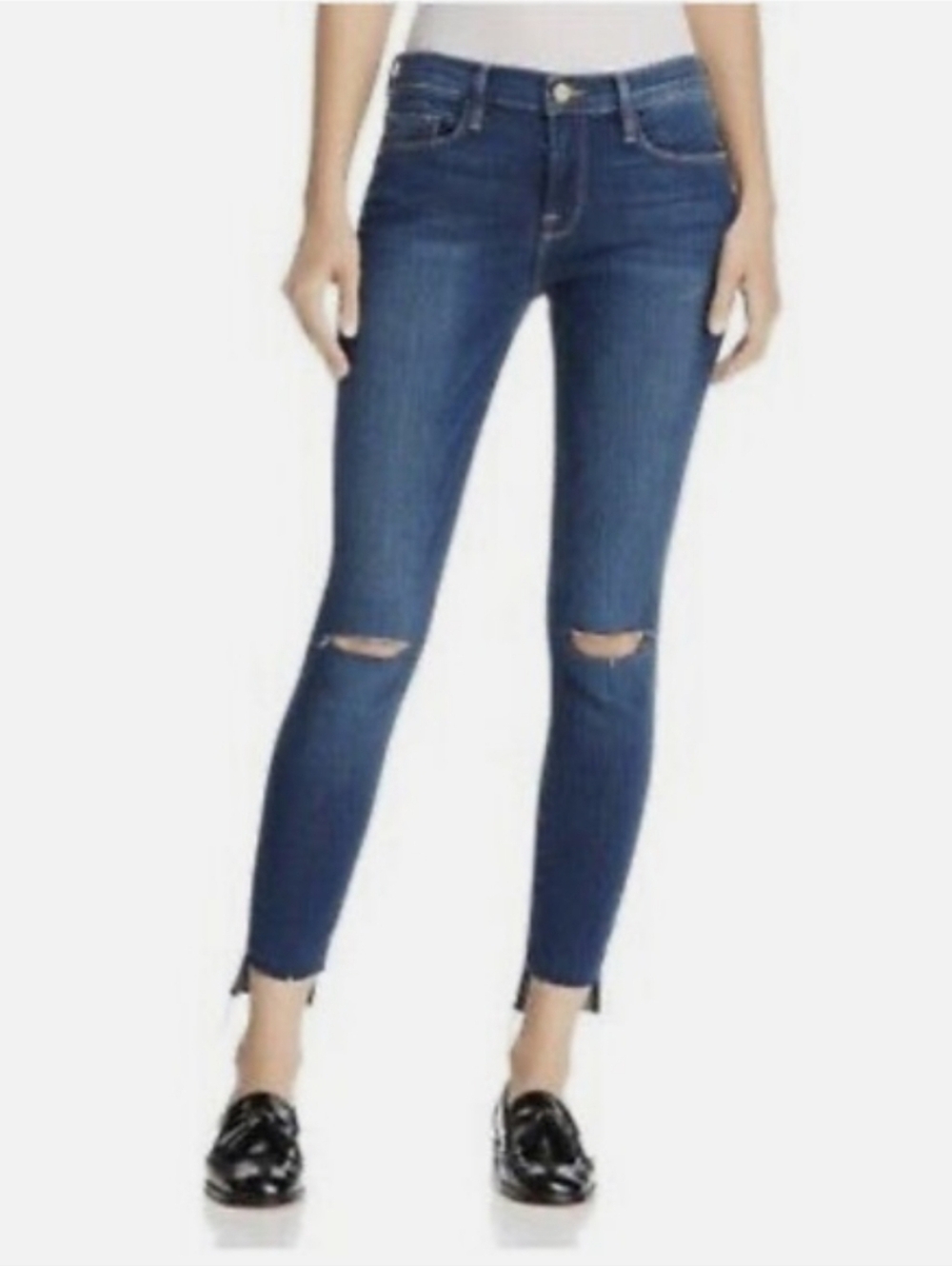 Frame Le Skinny De Jeanne Distressed Skinny Jeans Size 26